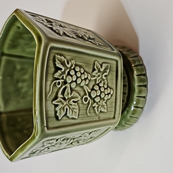 Vintage Ceramic Japan Grapes Leaves Grapevine Indoor Hexagon Pedestal Planter - Picture 4 of 10